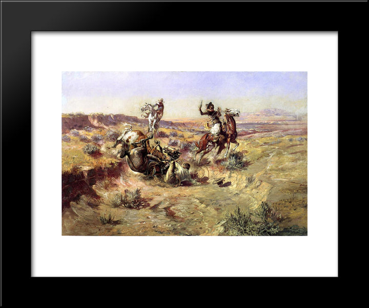 The Broken Rope 20x24 Black Modern Wood Framed Art Print Poster by Russell, Charles M.