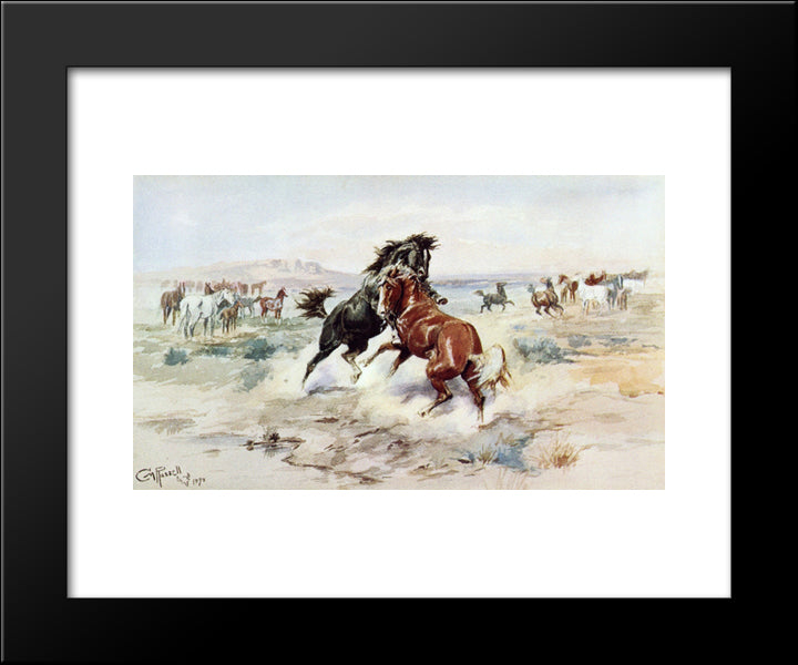 The Challenge, #2 20x24 Black Modern Wood Framed Art Print Poster by Russell, Charles M.