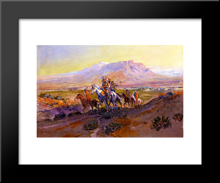 The Forked Trail 20x24 Black Modern Wood Framed Art Print Poster by Russell, Charles M.