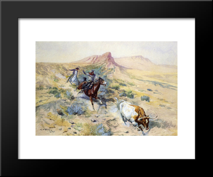 The Herd Quitter 20x24 Black Modern Wood Framed Art Print Poster by Russell, Charles M.
