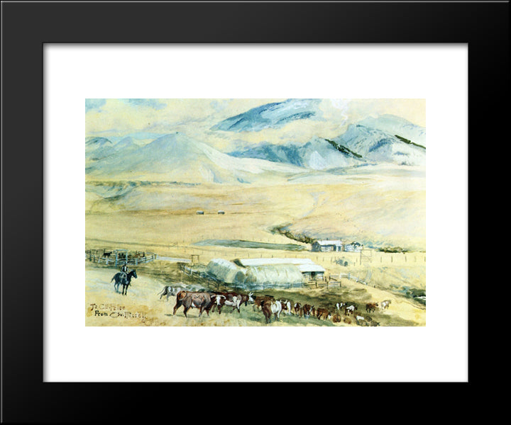 The Lazy K Y 20x24 Black Modern Wood Framed Art Print Poster by Russell, Charles M.