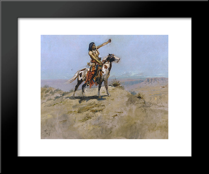 The Signal 20x24 Black Modern Wood Framed Art Print Poster by Russell, Charles M.