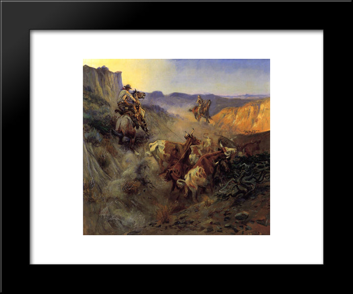 The Slick Ear 20x24 Black Modern Wood Framed Art Print Poster by Russell, Charles M.