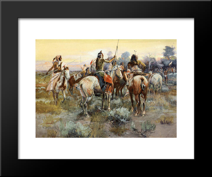 The Truce 20x24 Black Modern Wood Framed Art Print Poster by Russell, Charles M.