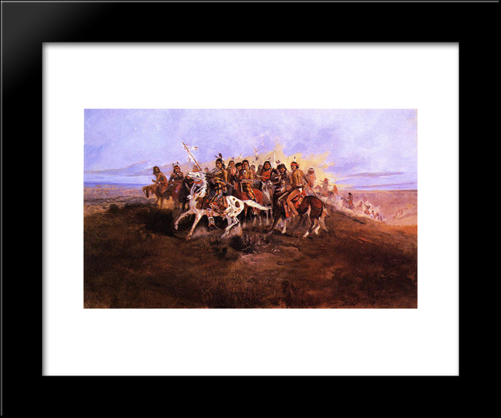 The War Party 20x24 Black Modern Wood Framed Art Print Poster by Russell, Charles M.