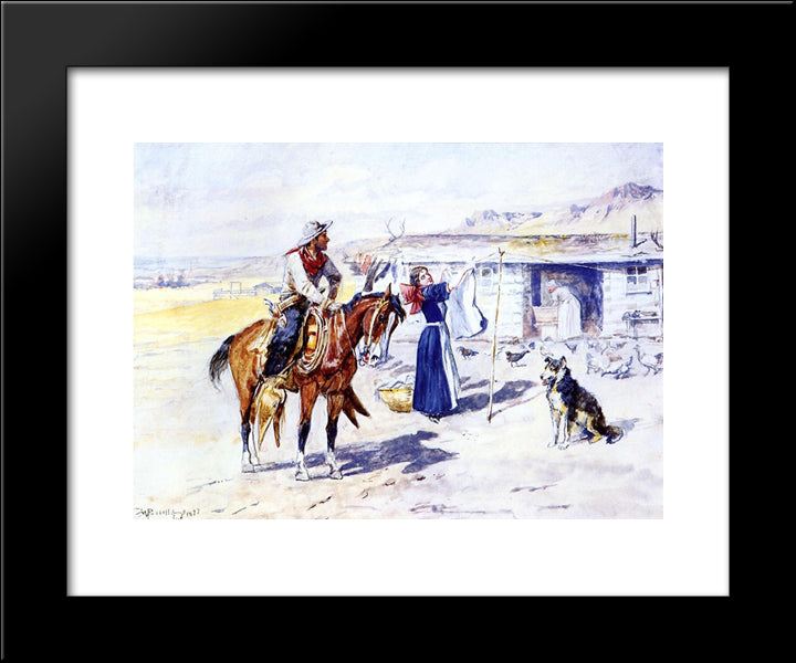 Thoroughman'S Home On The Range 20x24 Black Modern Wood Framed Art Print Poster by Russell, Charles M.