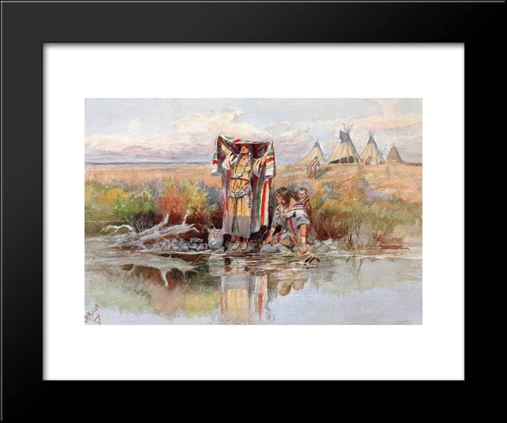 Water Girl 20x24 Black Modern Wood Framed Art Print Poster by Russell, Charles M.