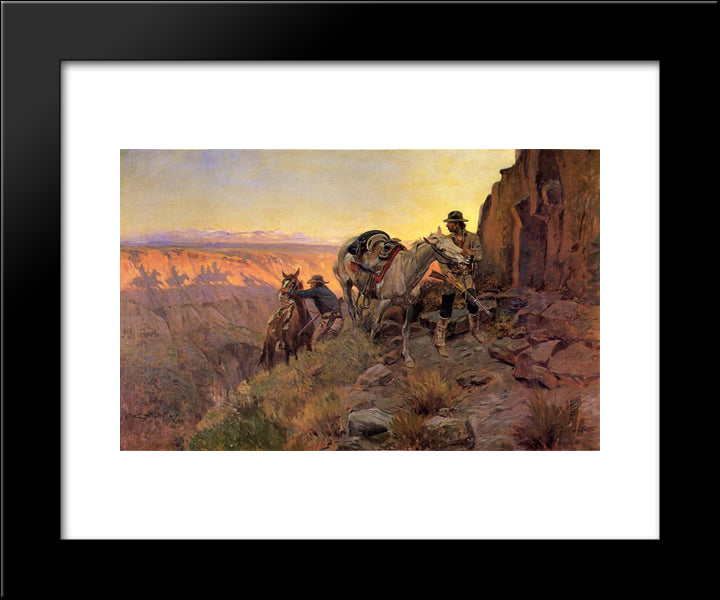 When Shadows Hint Death 20x24 Black Modern Wood Framed Art Print Poster by Russell, Charles M.