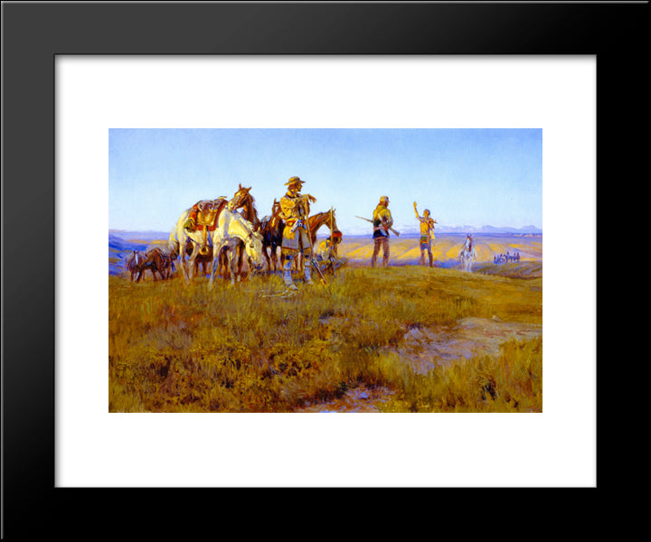 Wild Man'S Truce 20x24 Black Modern Wood Framed Art Print Poster by Russell, Charles M.