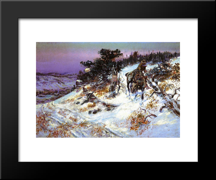 Wolf And Beaver 20x24 Black Modern Wood Framed Art Print Poster by Russell, Charles M.