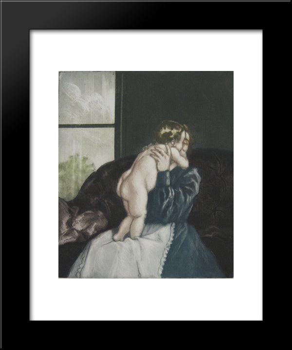 The Kiss 20x24 Black Modern Wood Framed Art Print Poster by Maurin, Charles