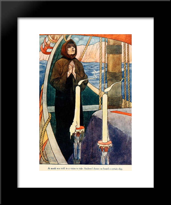 A Monk Was Told In A Wvision To Take Andrew'S Bones On Board A Certain Ship 20x24 Black Modern Wood Framed Art Print Poster by Robinson, Charles