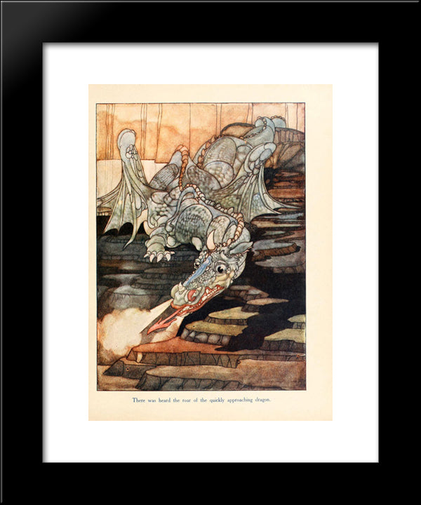 There Was Heard The Roar Of The Quickly Approaching Dragon 20x24 Black Modern Wood Framed Art Print Poster by Robinson, Charles