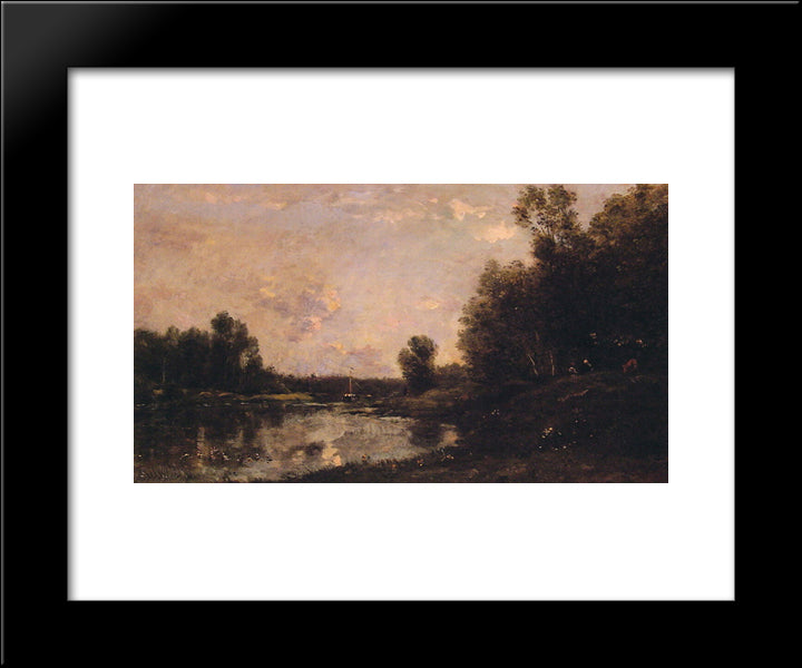 A June Day 20x24 Black Modern Wood Framed Art Print Poster by Daubigny, Charles Francois