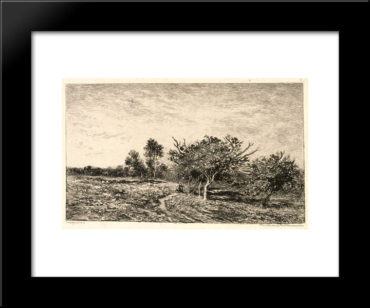 Apple Trees At Auvers 20x24 Black Modern Wood Framed Art Print Poster by Daubigny, Charles Francois