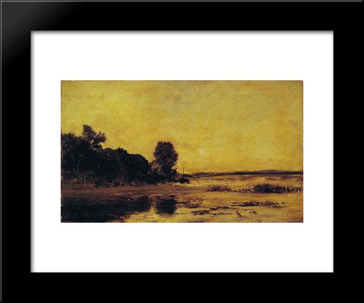 By The Sea 20x24 Black Modern Wood Framed Art Print Poster by Daubigny, Charles Francois
