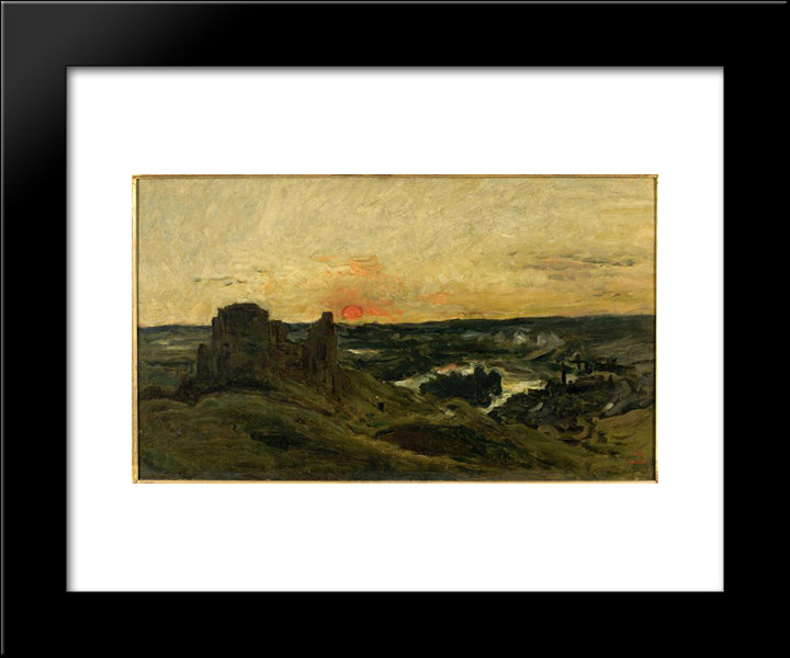 Castle Gaillard In Andelys (Eure) 20x24 Black Modern Wood Framed Art Print Poster by Daubigny, Charles Francois