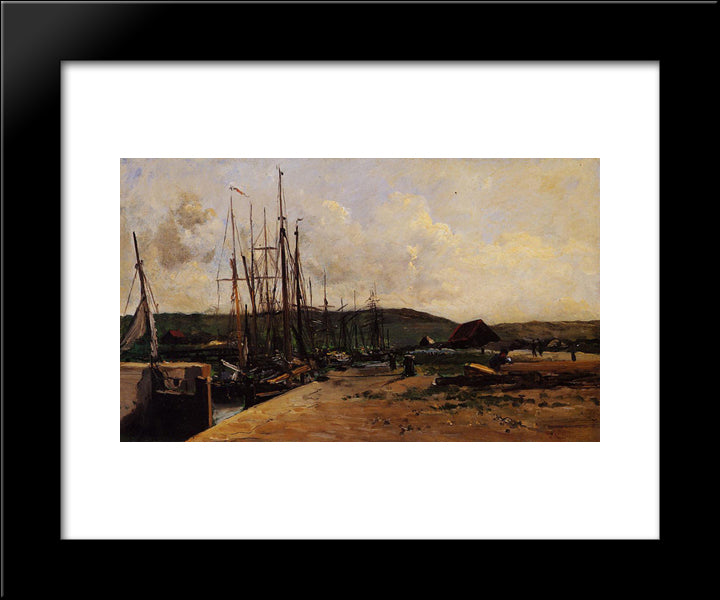 Fishing Port 20x24 Black Modern Wood Framed Art Print Poster by Daubigny, Charles Francois