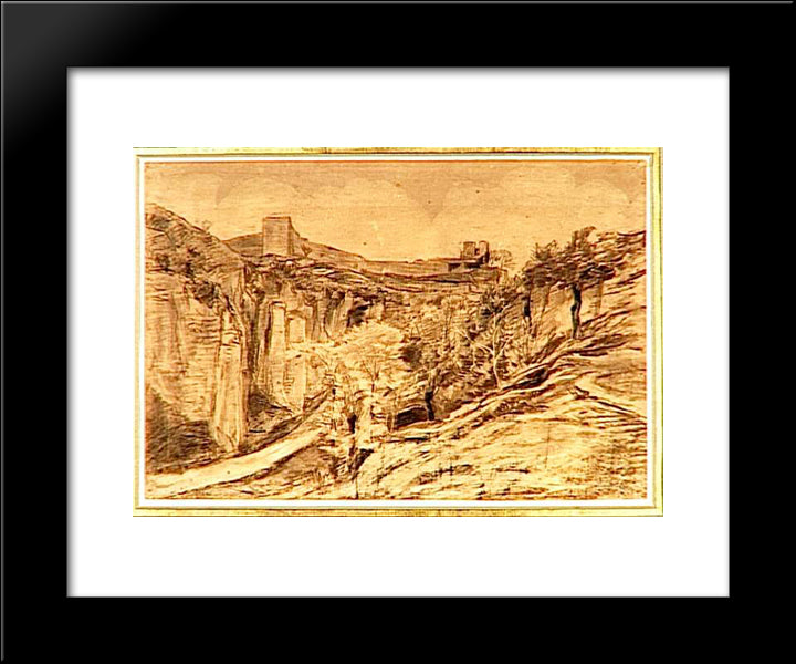 Landscape Trees On The Slope Of A Ravine 20x24 Black Modern Wood Framed Art Print Poster by Daubigny, Charles Francois