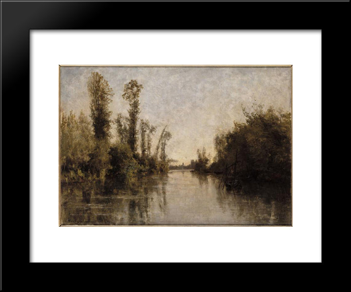 The Banks Of Seine 20x24 Black Modern Wood Framed Art Print Poster by Daubigny, Charles Francois