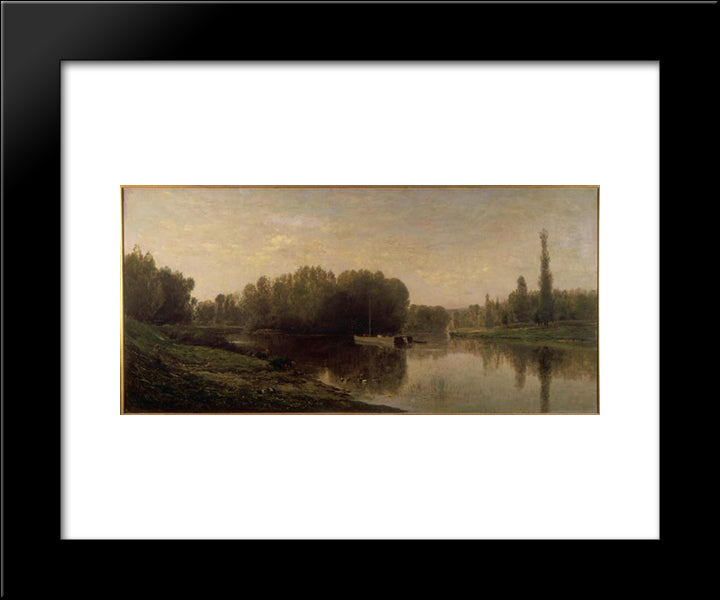 The Banks Of The Oise 20x24 Black Modern Wood Framed Art Print Poster by Daubigny, Charles Francois