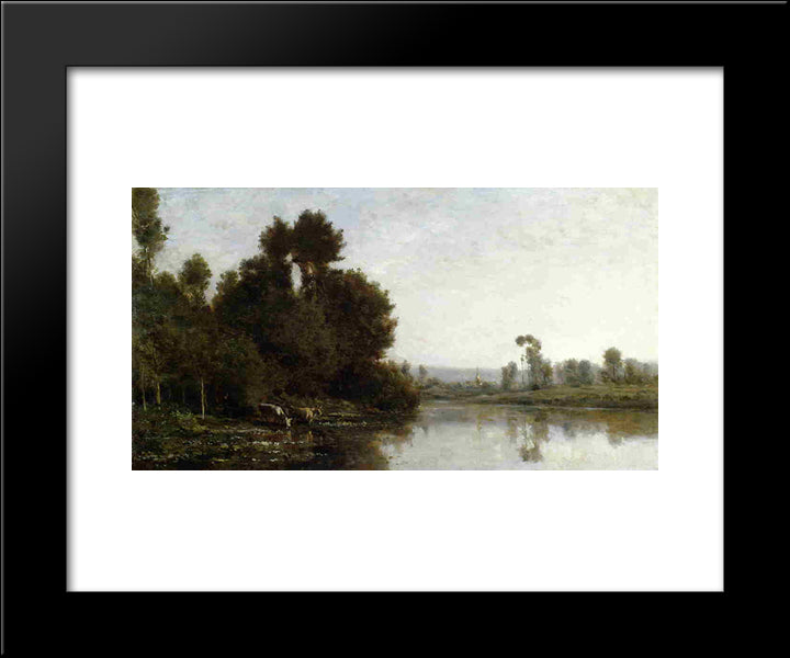 The Banks Of The River 20x24 Black Modern Wood Framed Art Print Poster by Daubigny, Charles Francois