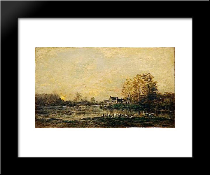 The Bog In The Sunset 20x24 Black Modern Wood Framed Art Print Poster by Daubigny, Charles Francois