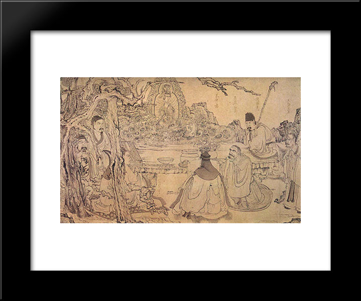 An Elegant Gathering 20x24 Black Modern Wood Framed Art Print Poster by Hongshou, Chen