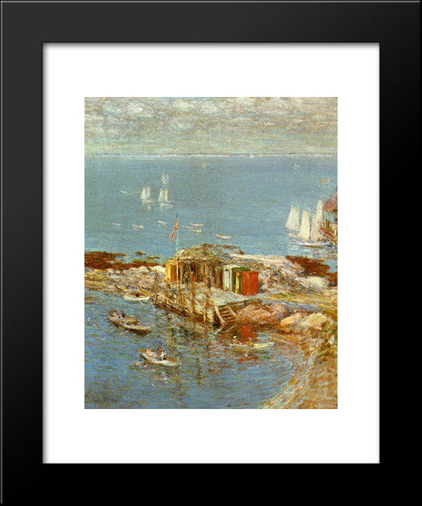August Afternoon, Appledore 20x24 Black Modern Wood Framed Art Print Poster by Hassam, Childe