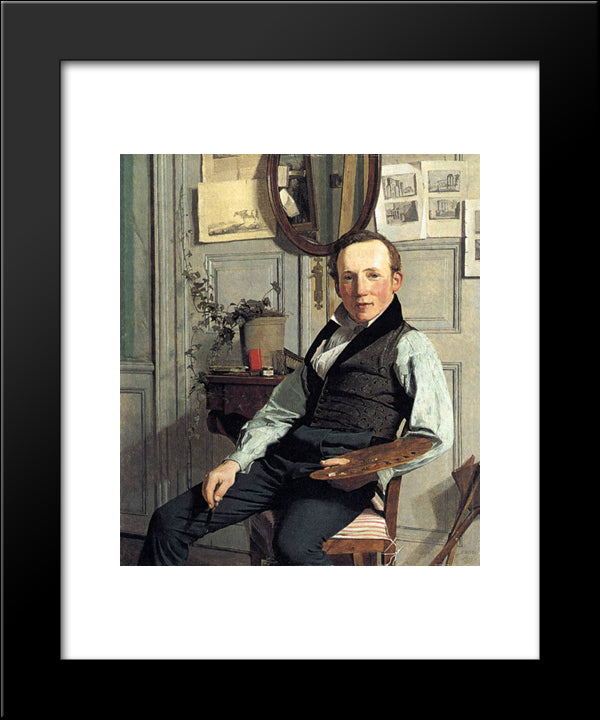 Portrait Of Frederik Hansen Sodring 20x24 Black Modern Wood Framed Art Print Poster by Kobke, Christen