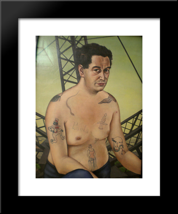 Portrait Of Egon Erwin 20x24 Black Modern Wood Framed Art Print Poster by Schad, Christian