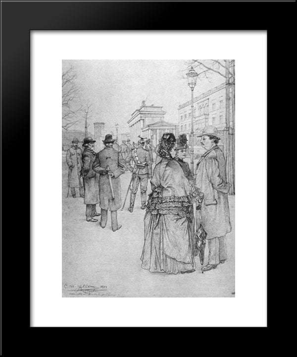 At The Brandenburg Gate 20x24 Black Modern Wood Framed Art Print Poster by Allers, Christian Wilhelm