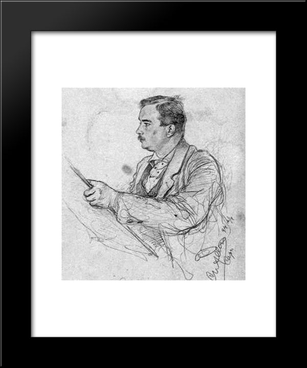 Self-Portrait 20x24 Black Modern Wood Framed Art Print Poster by Allers, Christian Wilhelm