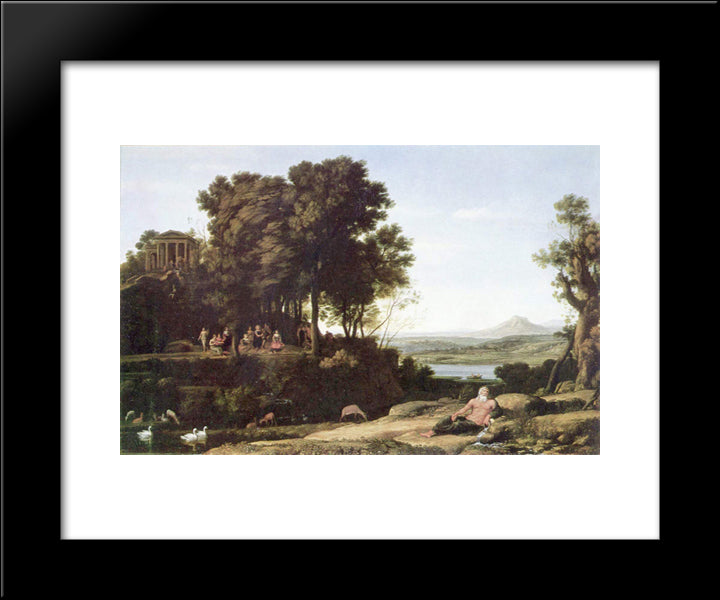 Landscape With Apollo And The Muses 20x24 Black Modern Wood Framed Art Print Poster by Lorrain, Claude