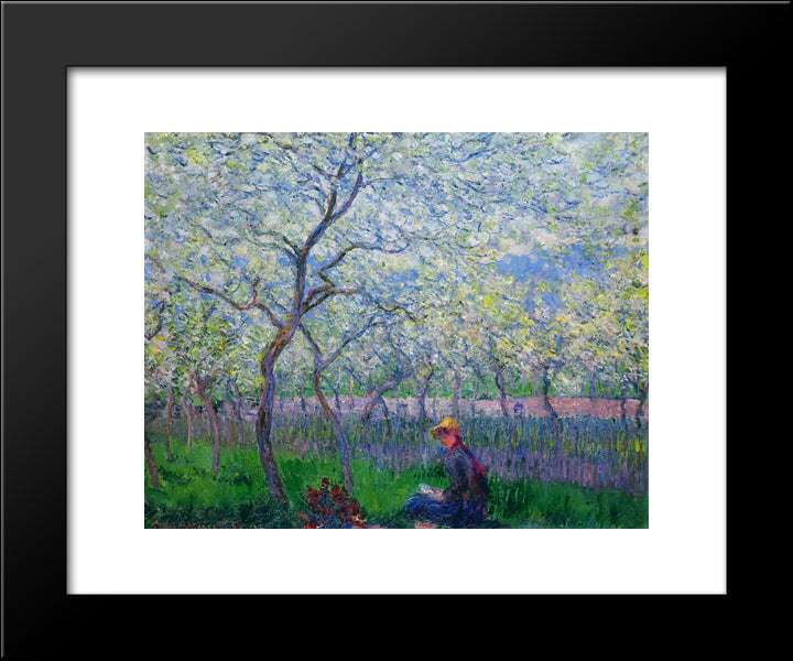 An Orchard In Spring 20x24 Black Modern Wood Framed Art Print Poster by Monet, Claude
