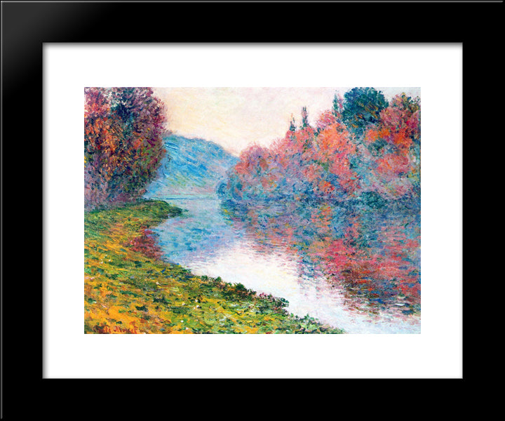 Banks Of The Seine At Jenfosse - Clear Weather 20x24 Black Modern Wood Framed Art Print Poster by Monet, Claude