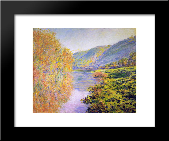 Banks Of The Seine At Jeufosse, Autumn 20x24 Black Modern Wood Framed Art Print Poster by Monet, Claude