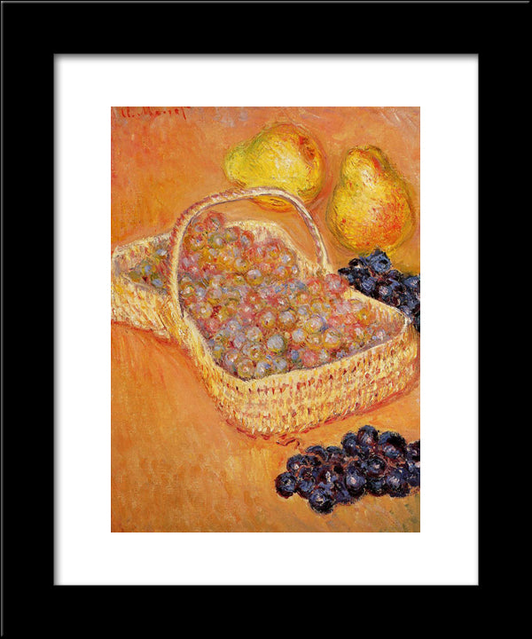 Basket Of Graphes, Quinces And Pears 20x24 Black Modern Wood Framed Art Print Poster by Monet, Claude
