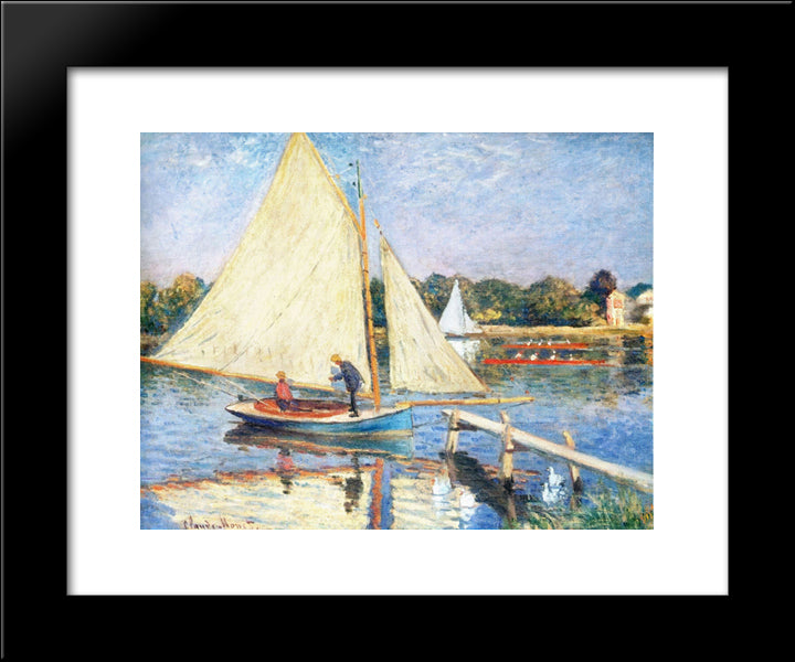 Boaters At Argenteuil 20x24 Black Modern Wood Framed Art Print Poster by Monet, Claude