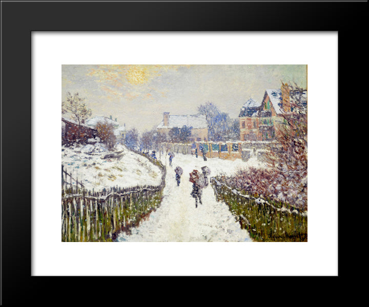 Boulevard Saint-Denis, Argenteuil, In Winter 20x24 Black Modern Wood Framed Art Print Poster by Monet, Claude