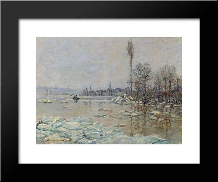 Breakup Of Ice 20x24 Black Modern Wood Framed Art Print Poster by Monet, Claude