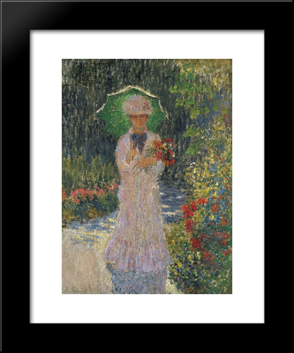 Camille With Green Parasol 20x24 Black Modern Wood Framed Art Print Poster by Monet, Claude