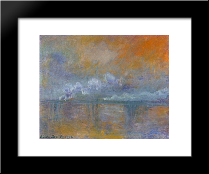 Charing Cross Bridge 02 20x24 Black Modern Wood Framed Art Print Poster by Monet, Claude