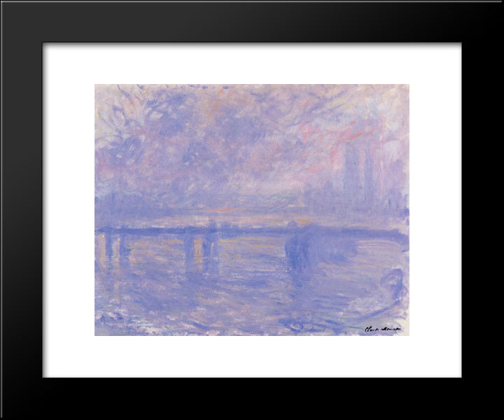 Charing Cross Bridge 09 20x24 Black Modern Wood Framed Art Print Poster by Monet, Claude