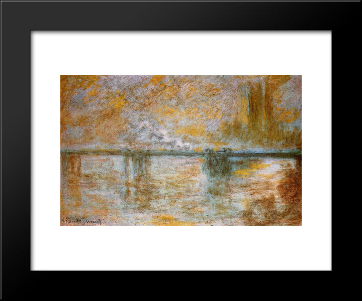 Charing Cross Bridge 3 20x24 Black Modern Wood Framed Art Print Poster by Monet, Claude