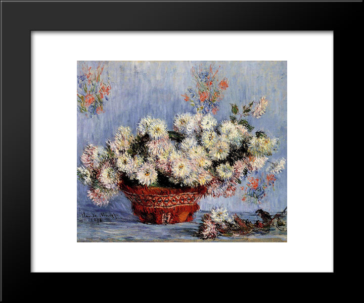 Chrysanthemums 20x24 Black Modern Wood Framed Art Print Poster by Monet, Claude