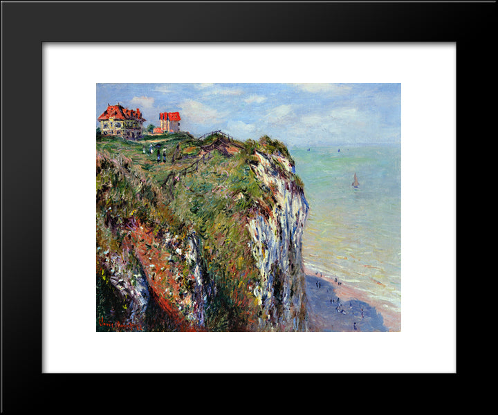 Cliff At Dieppe 20x24 Black Modern Wood Framed Art Print Poster by Monet, Claude