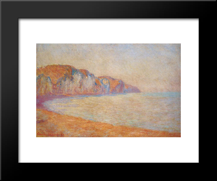 Cliff At Pourville In The Morning 20x24 Black Modern Wood Framed Art Print Poster by Monet, Claude