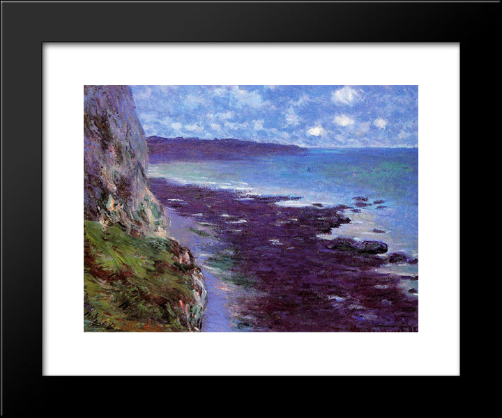 Cliff Near Dieppe 20x24 Black Modern Wood Framed Art Print Poster by Monet, Claude