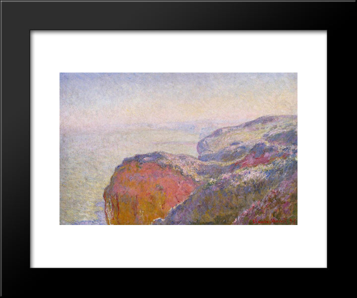 Cliff Near Dieppe In The Morning 20x24 Black Modern Wood Framed Art Print Poster by Monet, Claude